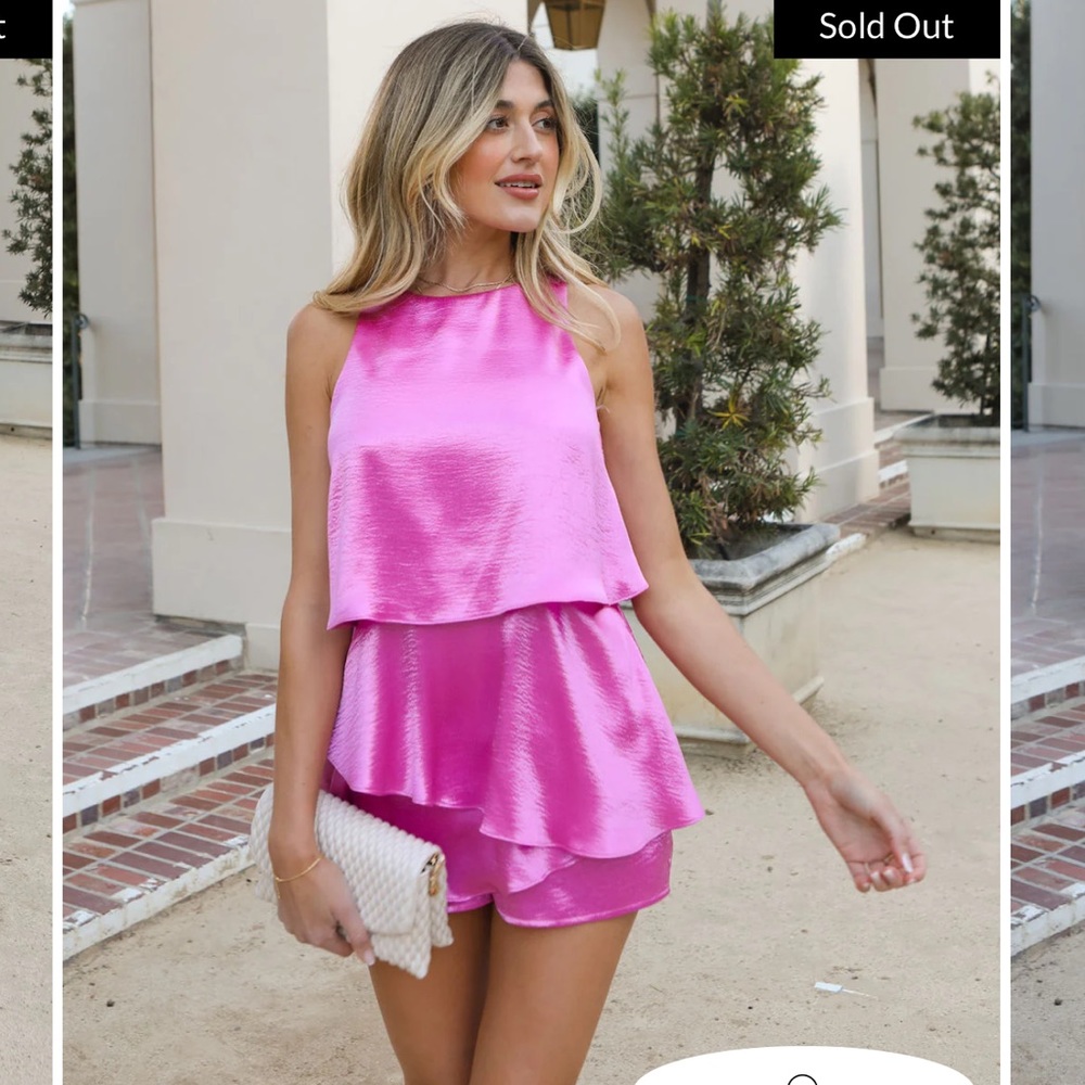 Vici Hot Pink Satin Layered Romper